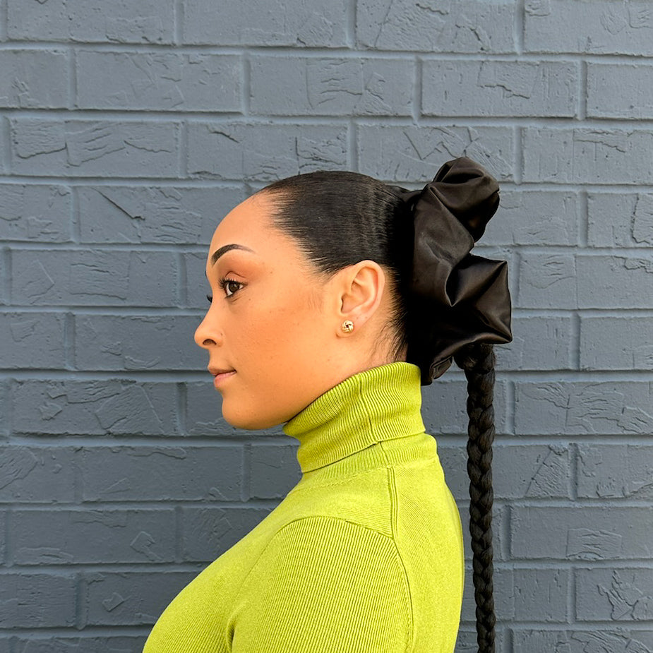 Black Satin Scrunchie (L)