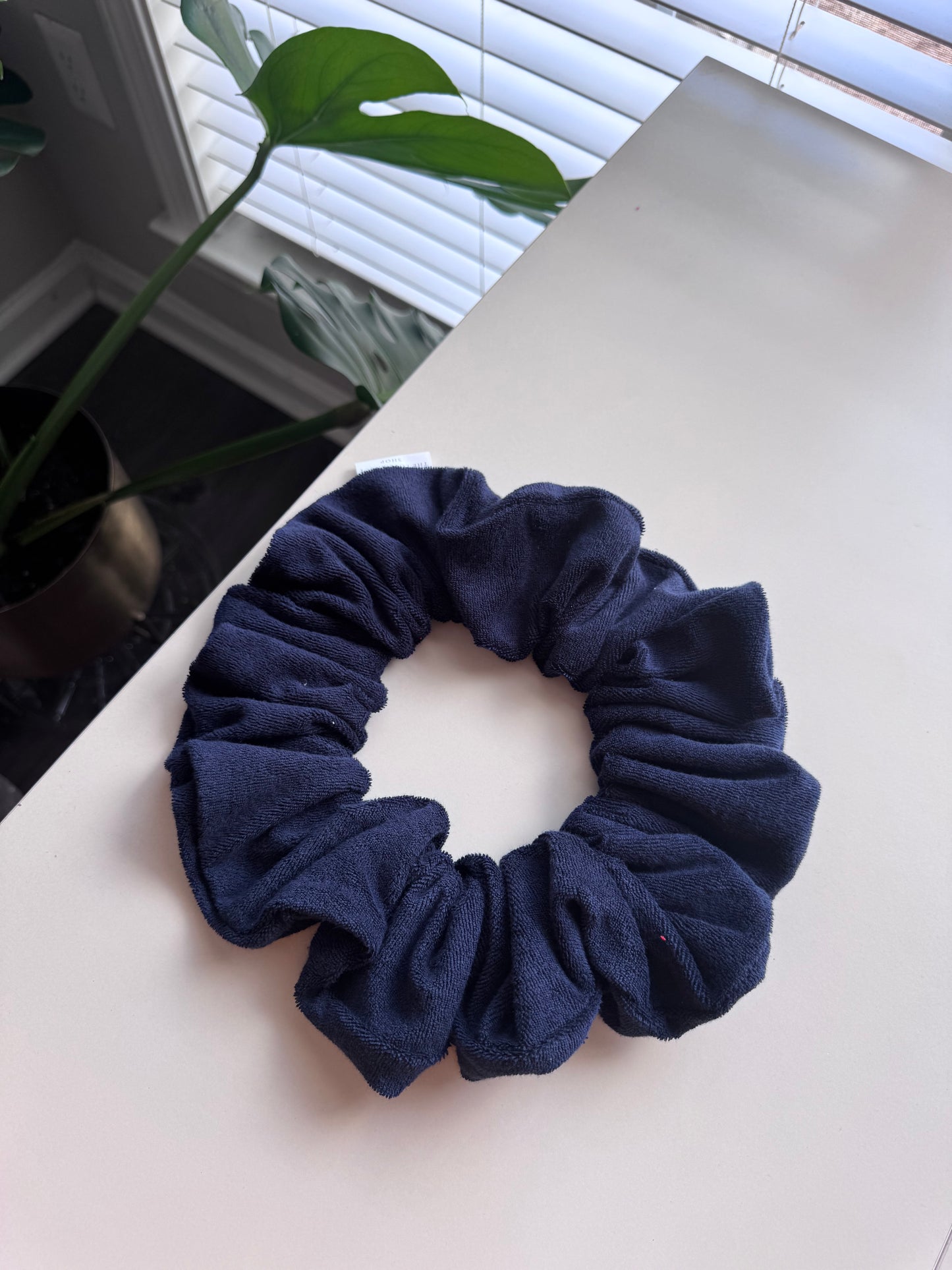 Navy Blue Mat Tie Scrunchie