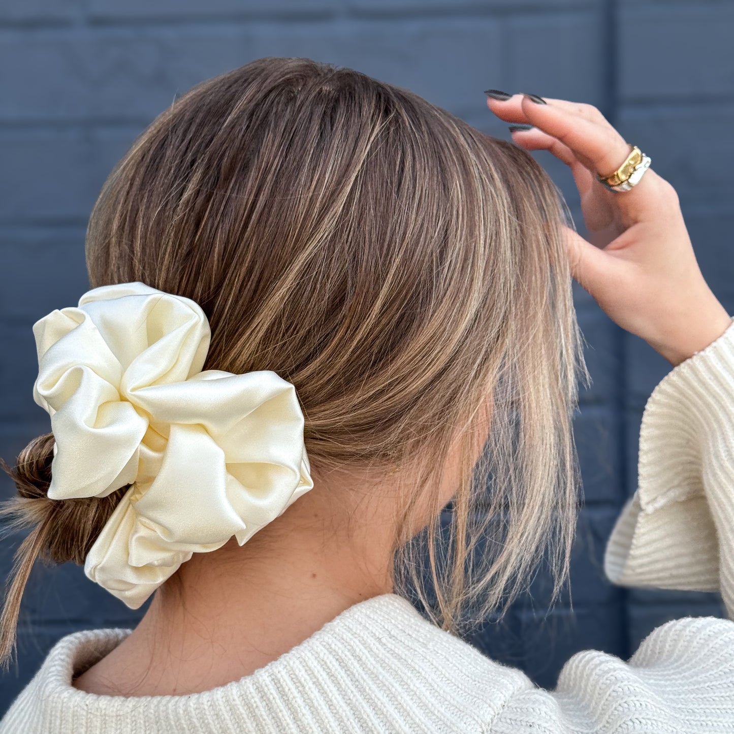 White Satin Scrunchie (L)