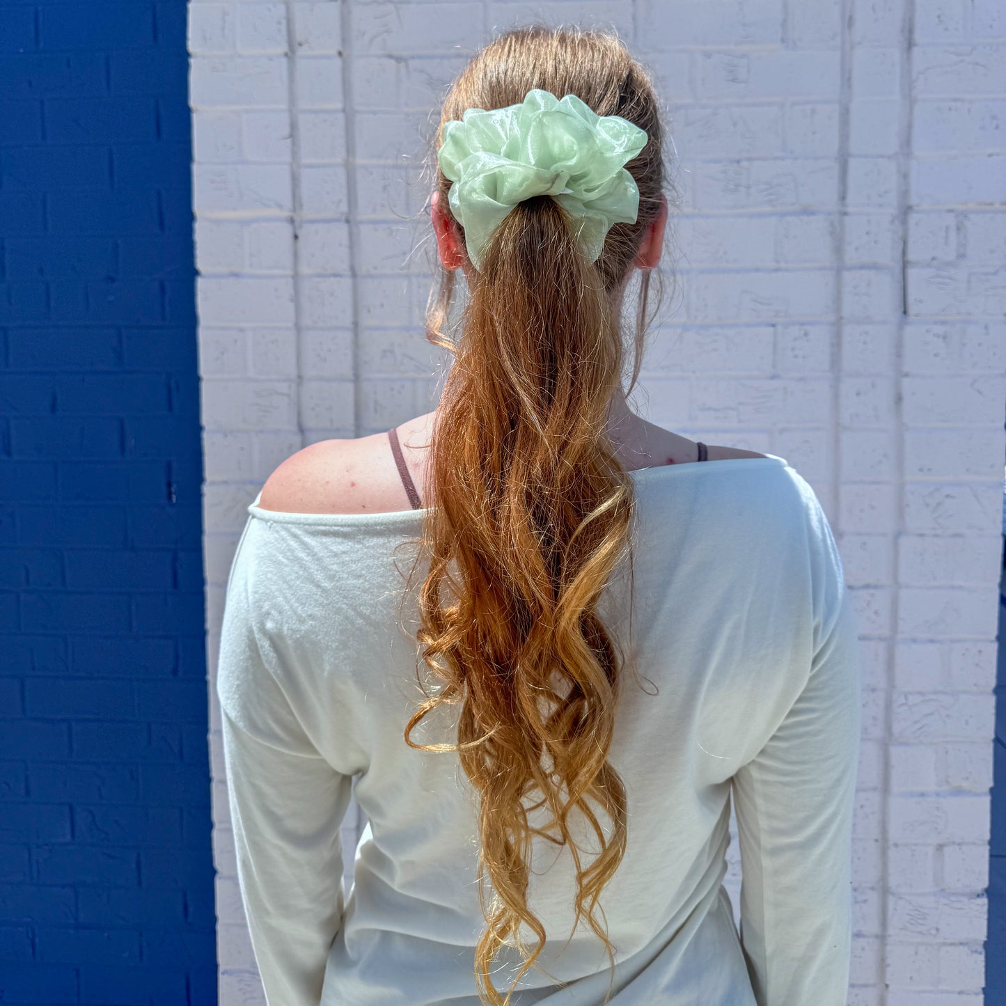 Spring Green  Organza Scrunchie