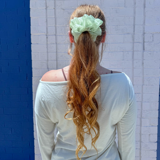 Spring Green  Organza Scrunchie
