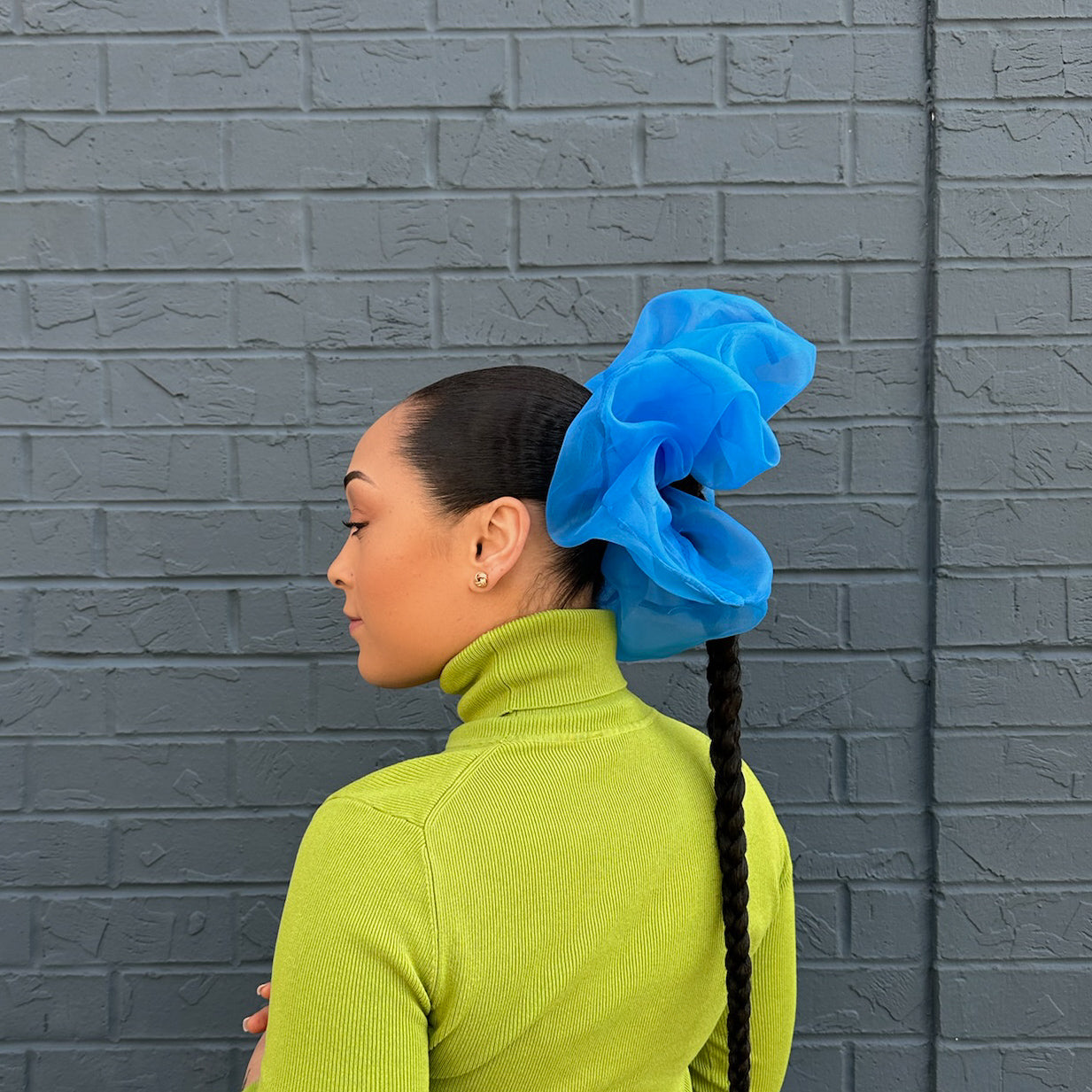 Blue Organza Scrunchie (XL)