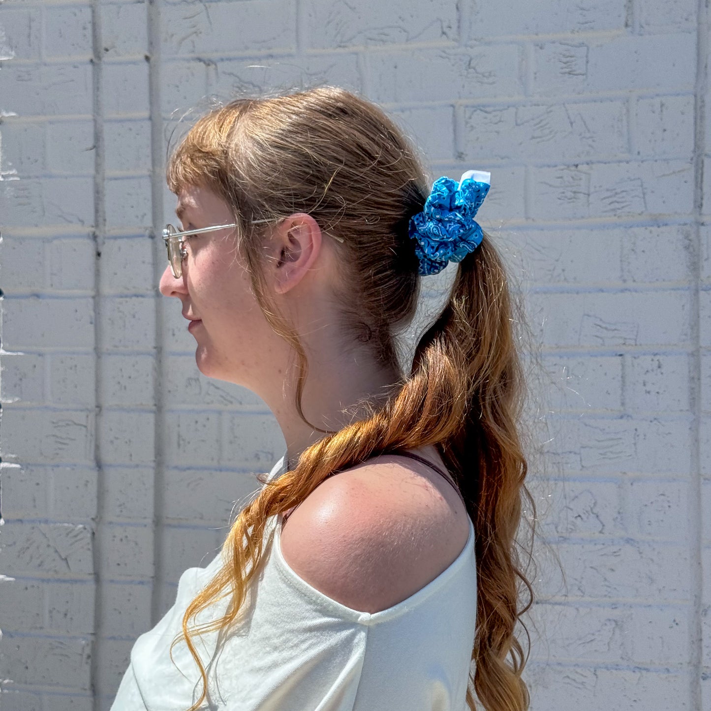 Turquoise Paisley Scrunchie (S)