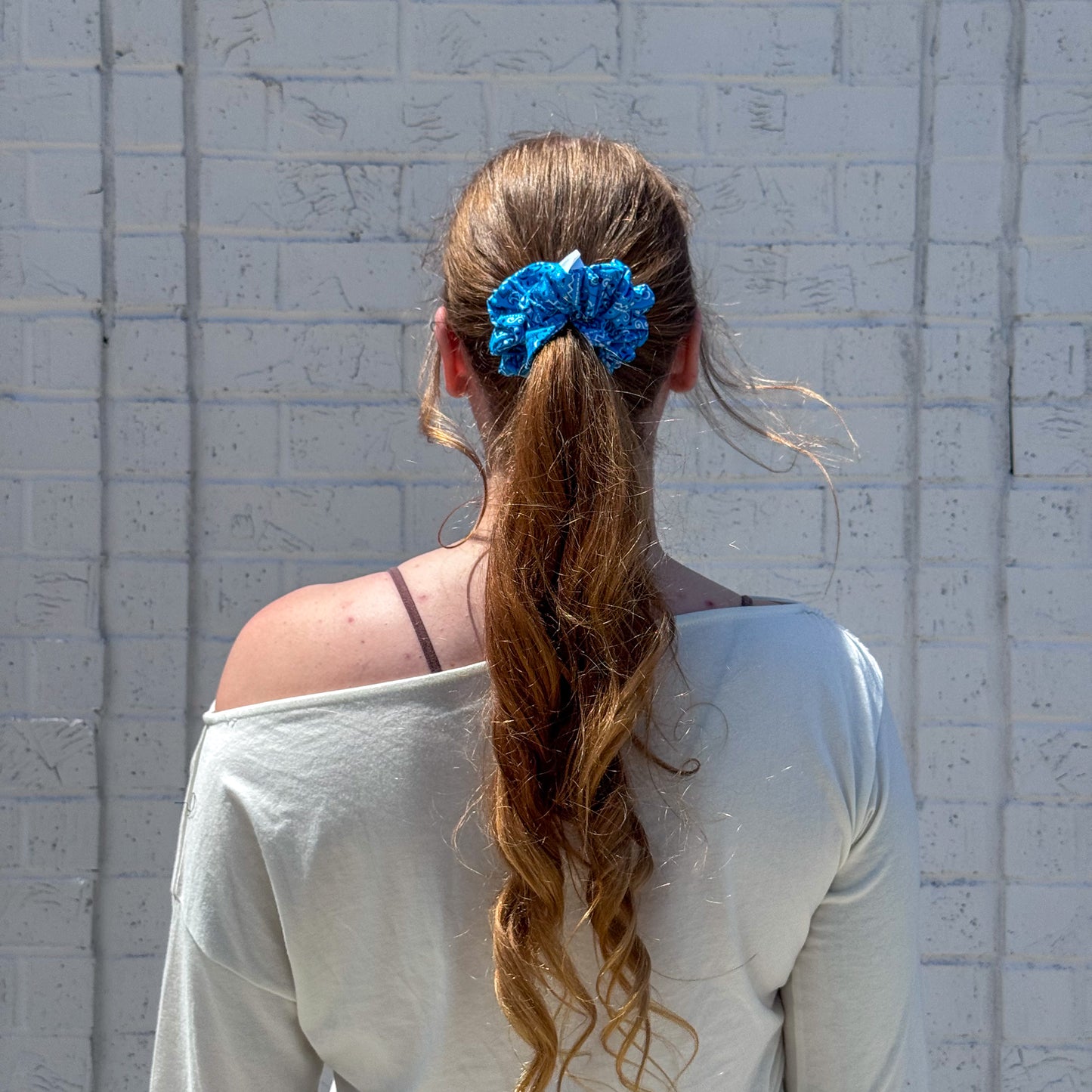 Turquoise Paisley Scrunchie (S)