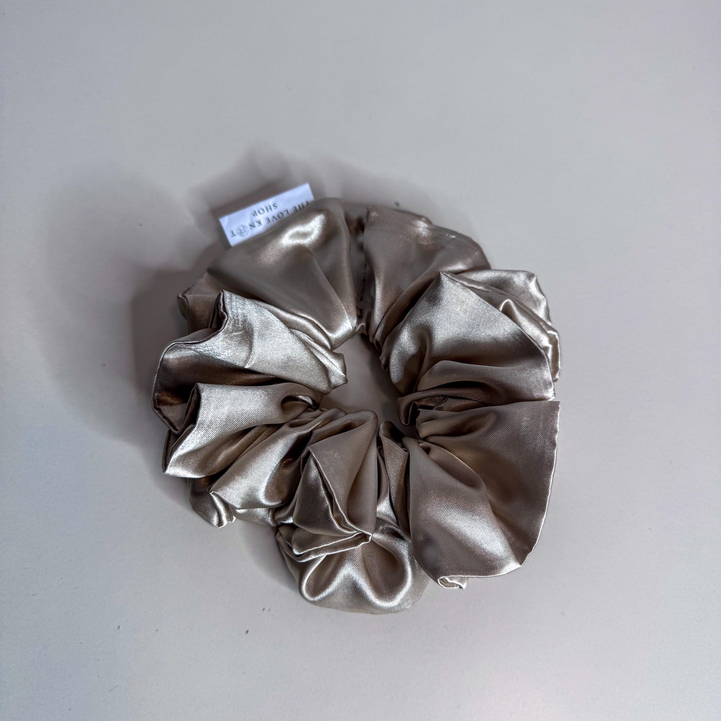 Beige Satin Scrunchie