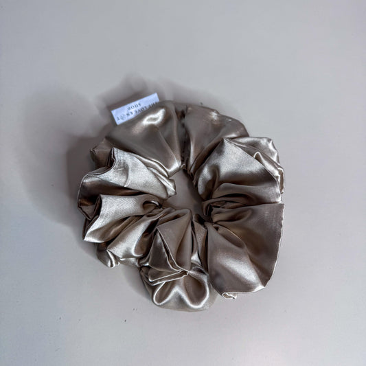 Beige Satin Scrunchie