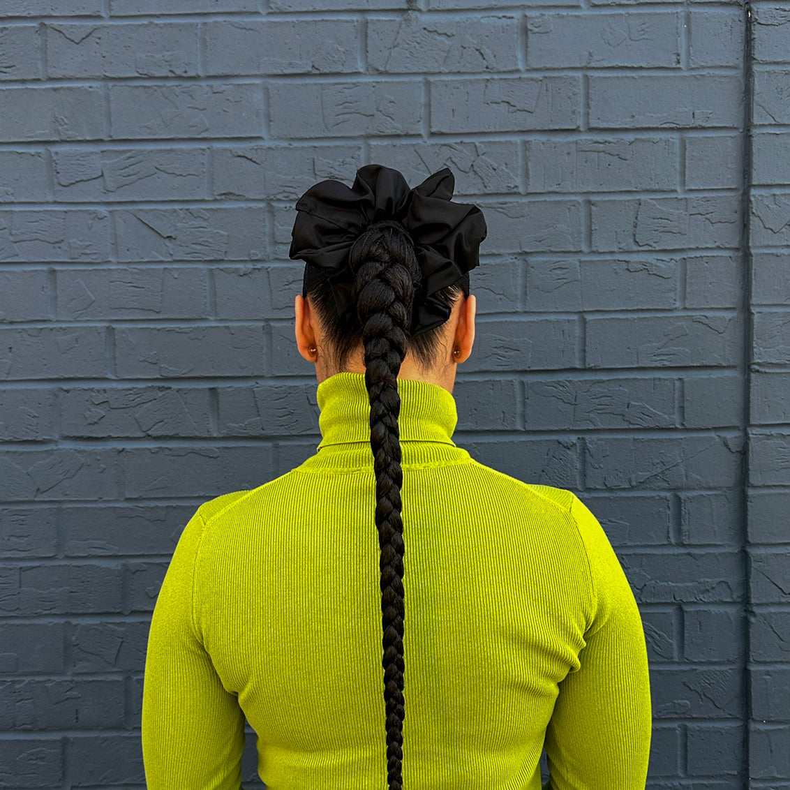 Black Satin Scrunchie (L)